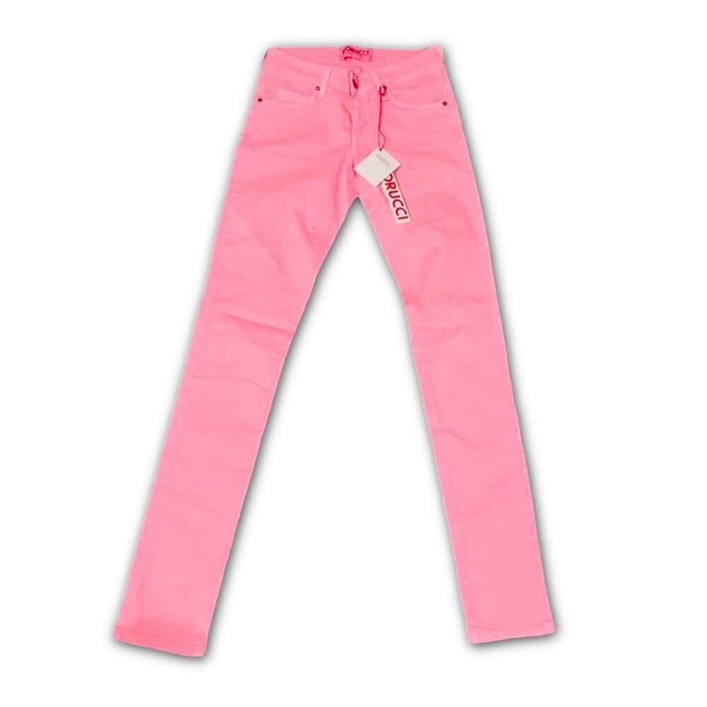 NWT Fiorucci Hot Pink‎ Neon Skinny Jeans Y2K Rave Club Scene E-Girl Emo